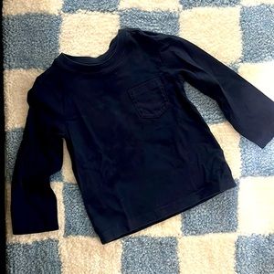 Janie & Jack Navy Blue Long Sleeve Slub Tee Crew Neck